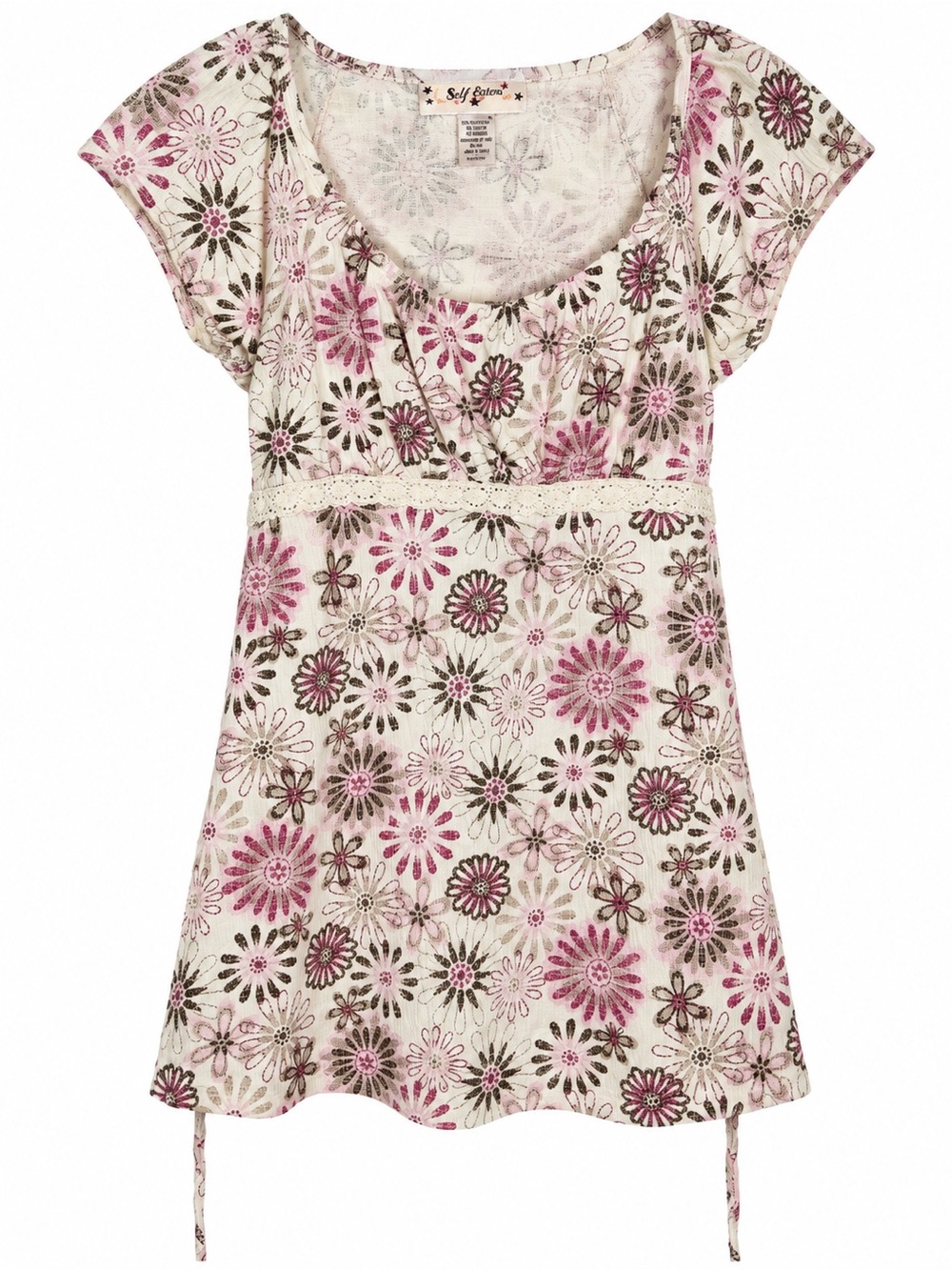 Self Esteem Girls 10/12 Floral Empire Waist Short Sleeve Dress